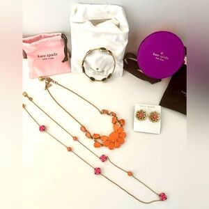 Lot Four Pieces Kate Spade Jewelry - 2 Necklaces, 1 Bracelet, 1 Pair Earrings